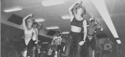 Group of females in a 1970s fitness class