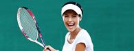 woman holding tennis racquet