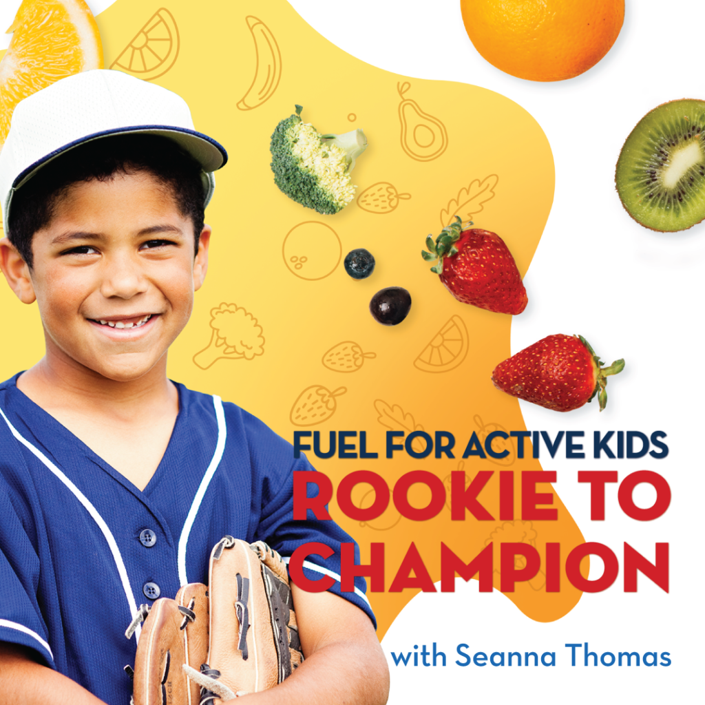 Image advertising a Fuel of Active Kids session with Seanna Thomas to learn kid friendly recipes.