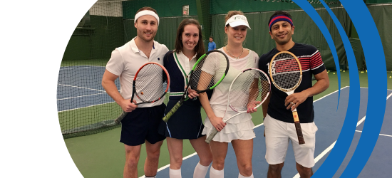 Four Members of Mayfair Staff at a Staff Tennis event playing a mixed tournament