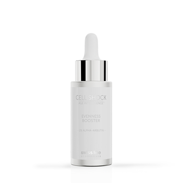 Image of Evenness booster serum bottle from Swiss Line.