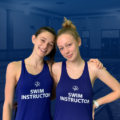 2 female Swim Instructors wearing their uniform at the Mayfair Lakeshore Pool.