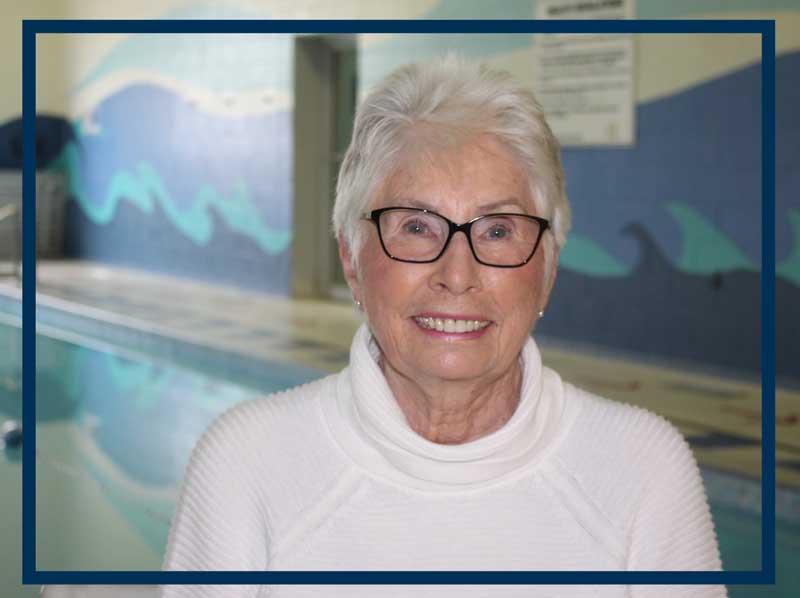 Photo of long time member Yvonne Johnson in the Lakeshore swimming pool area.